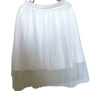 2/$30 Ruffle Chiffon White Medium Midi Women Twirl Casual Pleated Midi Skirt